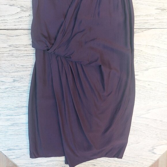 Helmut Lang silk blend drape wrap front fitted mini dress sheer back size 2 - Picture 4 of 13